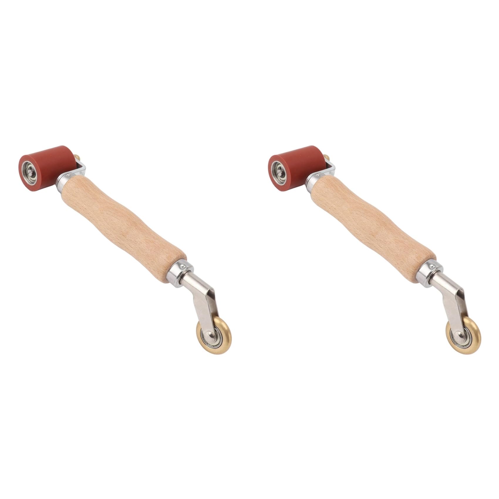 Jnchdghwa Red & Wood Color 2Pcs 40Mm Wallpaper Roller Seam Roller Steel, Wood Handle Silicone Seam Roller Dual Use Brass Wheel For Pvc Welding A