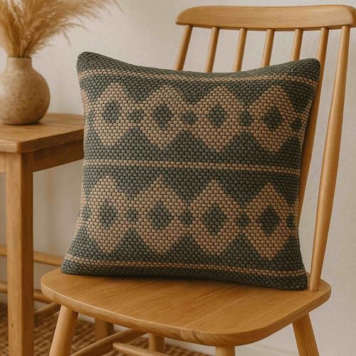 Coussin en jute de coton vert 45x45 cm pour decoration naturelle