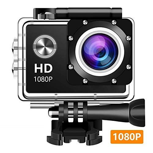 EV5000 Action Camera, 12MP 1080P 2 Inch LCD Screen, Waterproof Sports Cam 140 Degree Wide Angle Lens, 30m Sport Camera DV Camcorder with 10 Accessories Kit (Black) (380p)
