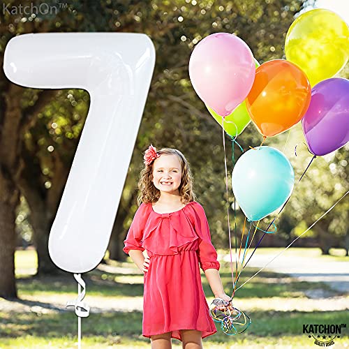 Image of KatchOn White Number 7 Balloon 40 Inch | 7th Birthday Balloon for 7th Birthday Decorations, 7 Balloons for Birthday, Number Balloons for Anniversary Decorations