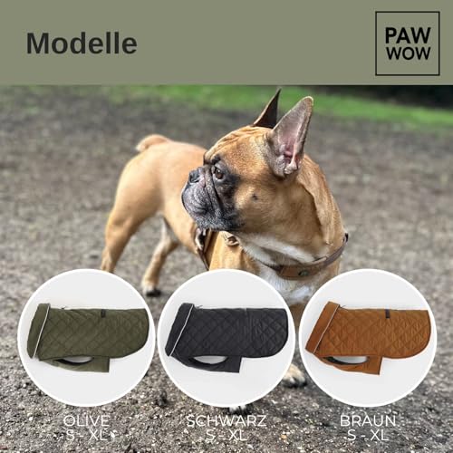 PAW WOW Fritz Hundemantel | Hundejacke mit Bauchschutz und Klettverschluss | Hundejacke Winter für kleine und mittelgroße Hunde (Olive, S)