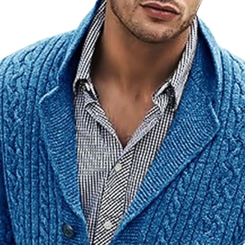 DGHM-JLMY Mens Shawl Collar Cardigan Sweater Cable Knit Ribbed Sweaters Single Breasted Twisted Flower Cardigans2