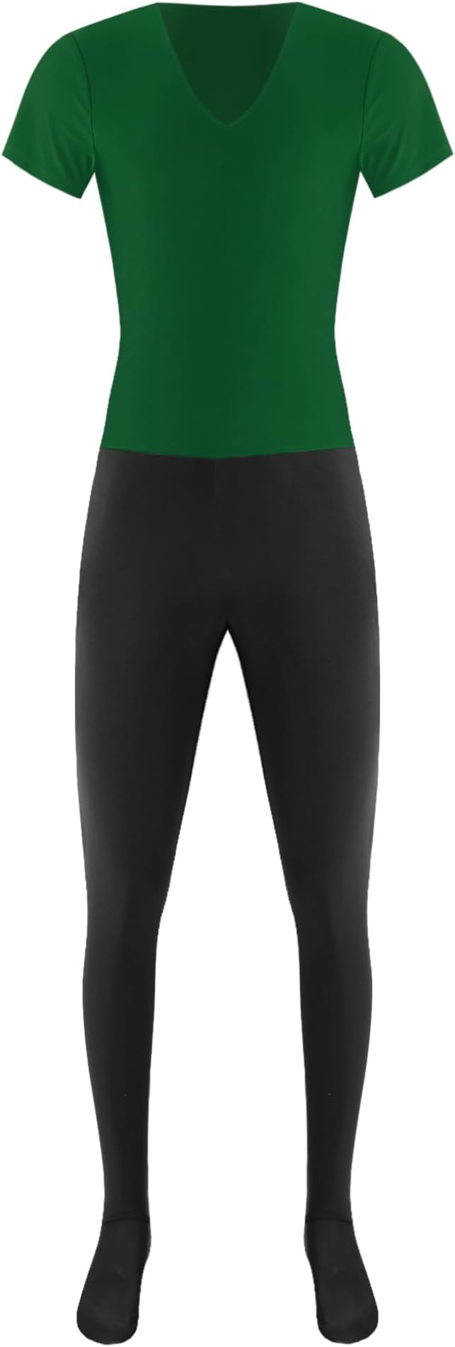 Mens Ballet Dance Unitard Jumpsuit Contrast Color Slim Fit Footed Jumpsuit Gymnastic Dancewear