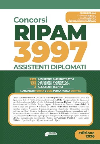 ConcorsI Ripam 3997 Assistenti Amministrativi : Manuale con Teoria e Quiz per la prova scritta
