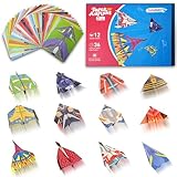 Lumikidz Paper Airplane Kits – 12 Classic Origami Designs, 36 Sheets – Creative World Record Paper Planes – Fun Airplane Toys & Birthday Gifts for Kids Ages 5-12 Boys and Girls