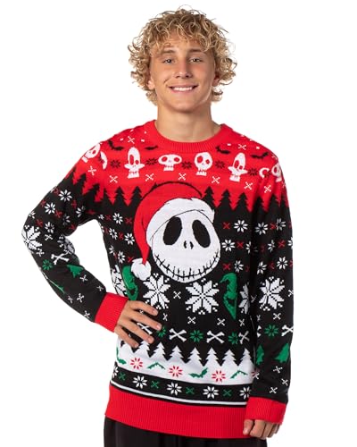 Mad Engine The Nightmare Before Christmas Men's Santa Jack Adult Ugly Sweater Knit Pullover