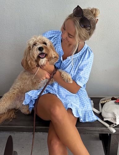 Yimoon Womens Gingham Pajamas Set Plaid Cotton Pj Set Puff Sleeve Ruffle Babydoll Shirt Shorts Summer 2 Piece Outfits3