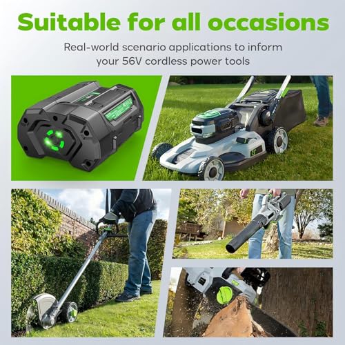 Image of Djsanu Upgraded 5.3 Ah Compatible for EGO 56V Battery, Compatible with EGO Power Tools, High Capacity, Multi Protection, Smart LED Indicators, only Suitable for CH2100, CH3200, CH5500, CH7000, CH2800D