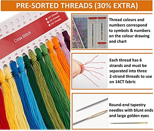 CRAFTiDA Cross Stitch Kits for Adults Advanced Pre-Printed Stamped Embroidery Kit 14CT 55x43cm DIY Cross Stitch Craft Kit (The Beautiful Scenery of Park)