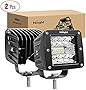 Nilight 2PCS 3Inch 42W LED Cubes Upgraded Spot Flood Combo Beam Square LED Pod Light Driving Fog Light for Offroad Pickup Trucks Jeep ATV UTV SUV, 2 Years Warranty (14025C-B)