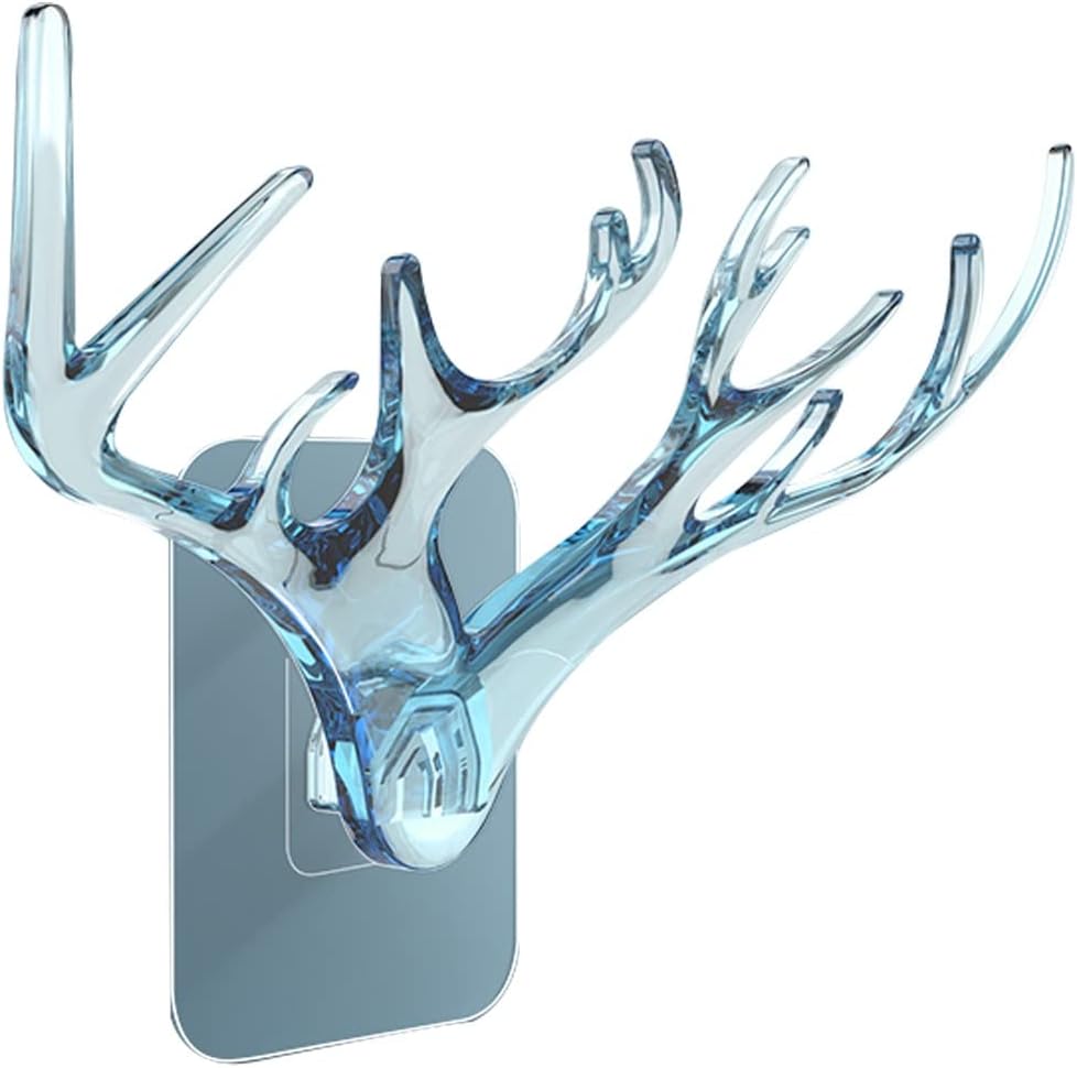 Wall Hook，Door Hook, Wall Hooks Wall Hooks for Hanging White Solid Color Deer Head Sticky Hook, European Style Wall Decoration, Ladies Jewelry Storage Rack, Multipurpose Utility Hook(White)