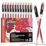 Red Pink Retractable Glitter Gel Pens, 12 PCS...
