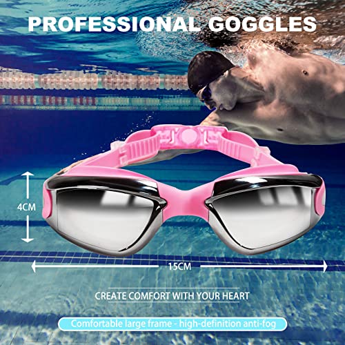 Global-Daily 5-in-1 Swimming Goggles Set, Anti-Fog UV Protection Swim Goggles with Swim Cap, Silicone Earplugs - Image 2