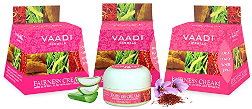 Vaadi Herbals Organic Fairness Gesichtscreme - Safran-Aloe-Vera & Kurkuma-Extrakte, Anti-Falten-Creme für Damen und Herren, 30 g x 3 Cover