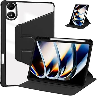 Rotating Case for Infinix Xpad 20 11 inch2025 with Pencil Holder,360 Degree Rotation Protective Stand Smart Tablet Slim Hard Shell Folio Cover Clear Back with Auto Wake/Sleep Black