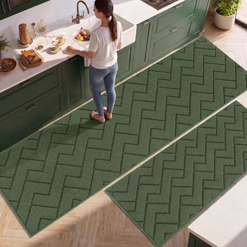 Image of hicorfe Kitchen Runner Rug,24 inchx79 inch+20 inchx48 inch Kitchen Set,Non-Slip Kitchen Mat