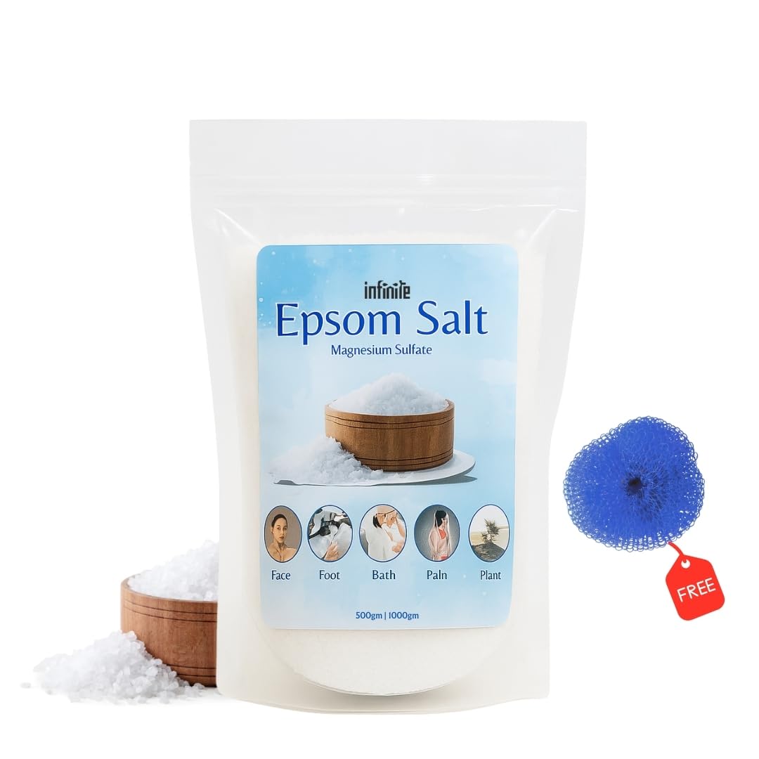 InfiniteEshop Epsom Bath Salt Crystal for Body Soak | Relieves Aches & Pain | Refreshing Relaxation Therapy for Foot & Full Body | 100% Pure Magnesium Sulfate (1kg)-image-35