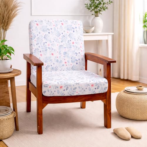 Image of STITCHNEST 'Contour Fit Series' Stretchable Printed Wooden Sofa Cover (Pack of 6) - Elastic Wooden Chair Cover | Wooden Sofa Seat Cover | Size - 20-21 x 20-21 x 3-5 in