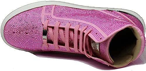Image of Enzo Romeo Men's Fashion High Top Crystal Shimmer Rhinestone Blink Flat Sneakers Shoes