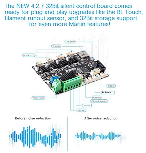 Creality Ender 3 / Pro / V2 Plug and Play CR Touch with 1.5m Extension Cable and 4.2.7 Silent Mainboard Accessories Upgrade Kit for Smart Auto Bed Leveling with TMC 2225 Drivers and 32Bit Processor