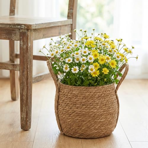 Pot fleurs en osier tissé à la main, finition haut de gamme - 3