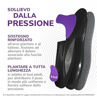 Dr. Scholl's In-Balance Plantare Sollievo Dolore Fascite Plantare, Plantari con Arco Plantare Rinforzato e Supporto sul Tallone per Alleviare il Dolore, Taglia M (40-42), 1 Paio, Uomo e Donna
