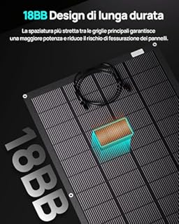 ECO-WORTHY Pannello Solare Flessibile da 400 W, Materiale ETFE 18BB Monocella 25% Alta Conversione per Balcone, Camper, Roulotte, Barca, Tetto, Campeggio, Casa, Yacht, Superfici irregolari