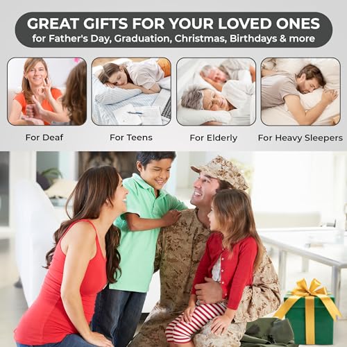 Sonic Bomb Dual Alarm Clock with Bed Shaker, Camouflage | Sonic Alert Vibrating Alarm Clock Heavy Sleepers, Battery Backup | Wake with a Shake