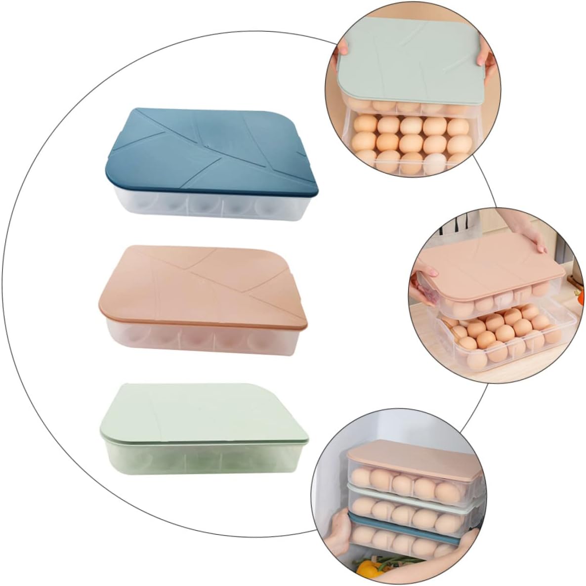 3pcs Egg Organizer for Refrigerator Pp Material Egg Container Cover Sealing Preservation