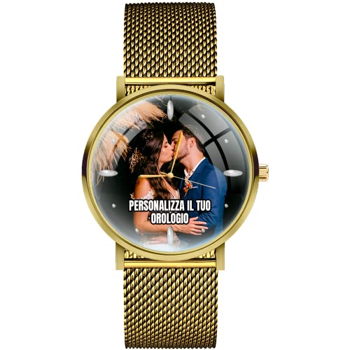Montre personnalisée logo et bracelet maille milanaise or