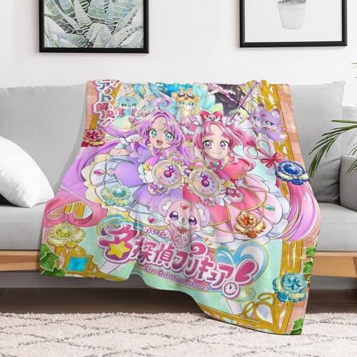 名探偵プリキュア! シングルサイズ毛布 150×200cm フランネルブランケット 高精細プリント 軽量タイプ 抗菌防ダニ 静電気防止 洗濯可能 オールシーズン使用 柔らかさ 子供 大人兼用 [2]