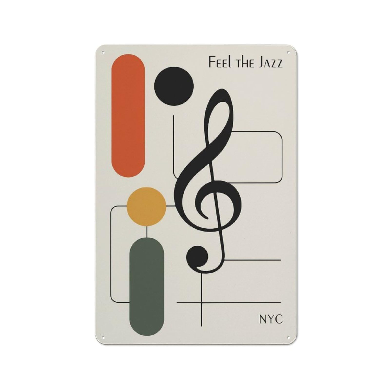 Junmoney Style-21 Shed Style Feel The Jazz - Abstract Music Art Tin Sign 30X20cm, Utility Space Decor For Greenhouse, Garden Room, Cafe Or Entryway