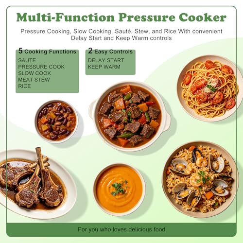 Image of Fullwill 7 in1 Electric Pressure Cooker Lite 3 Quarts, Slow Cooker, Rice Cooker,Steamer, Saute, Warmer, Olla de Presion Nonstick Pot amd DIY