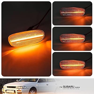 Impreza Clear Lens LED Side Marker Lamps for Subaru Impreza L LS Outback RS 1993 1994 1995 1996 1997 1998 1999 2000 2001 Driver Side/Passenger Side Fender Dynamic Amber LED Turn Singal Lights Kits