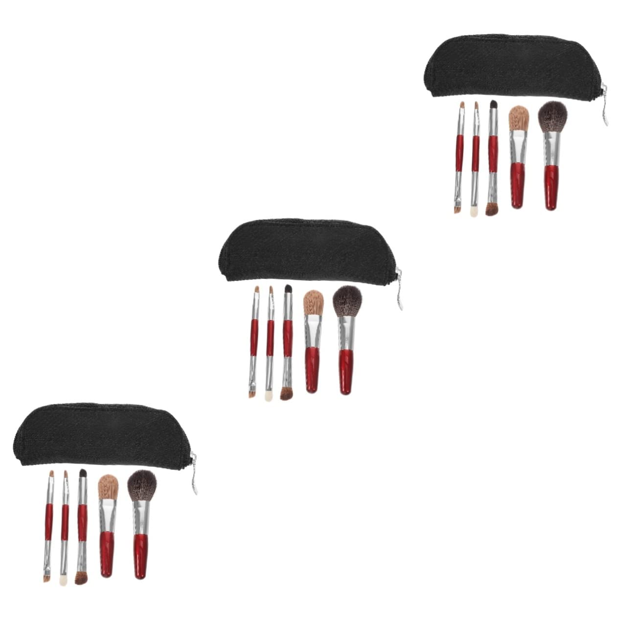 minkissy 3sets Pennelli Per Trucco Professionale Pennelli Con Sacchetto Da Viaggio Per Ombretti e Blush Compatto e Leggero Per Applicazioni Precise e Confortevoli