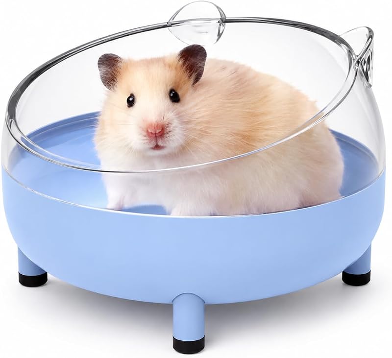 Meow&Woof Hamster Sand Bath Container, Large Sandbox Toilet Gerbil Batheoom, Tiny Chinchilla Dust Bathtub Sand Bath Box for Hamster Cage Accessories 5.2 Inch - Blue