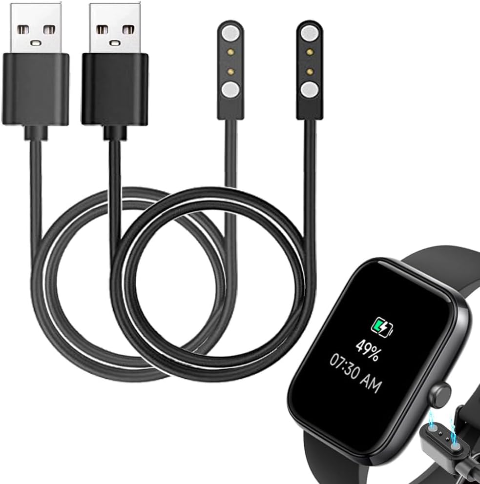 smart watch Charger Cables Compatible with IDW25 1.83” BOOOMIC KALINCO Mikego Smart Watch, 2-Pack