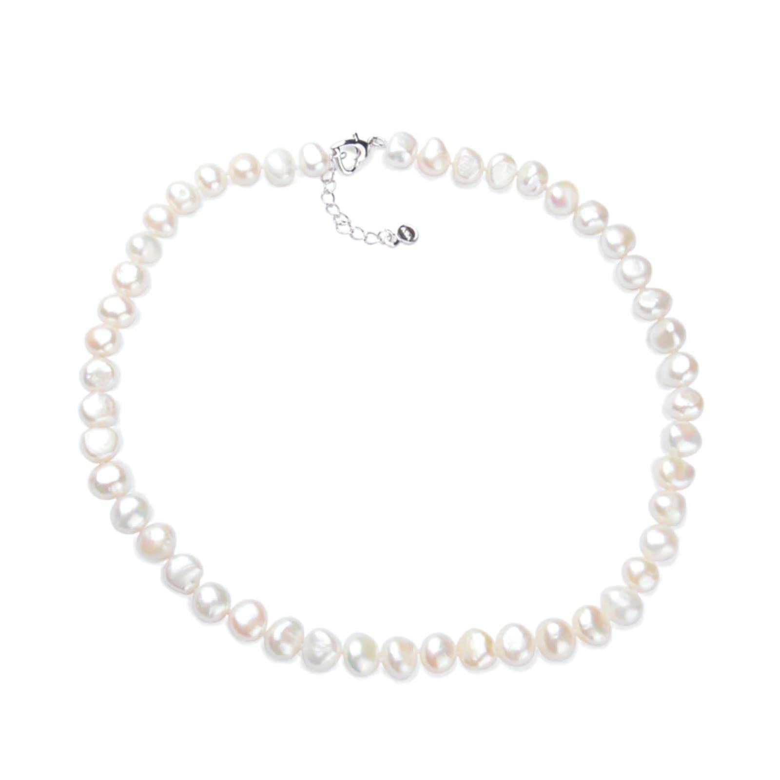 LOKILOKI Collana Di Perle D'Acqua Dolce Naturali 8-9mm, Girocollo In Argento 925, Lunghezza 43-45 Cm, Multicolore, Per Donna