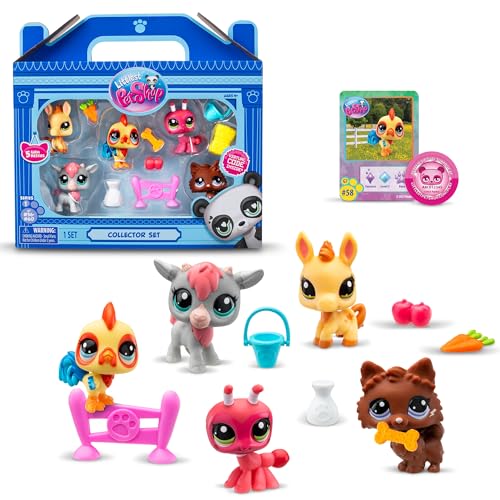 Littlest Pet Shop, Collector Set, Farm Besties Theme – Gen 7, Pets #56-#60, Authentic LPS Bobble Head Figure, Collectible Imagination Toy Animal, Kidults, Girls, Boys, Kids, Tweens Ages 4+