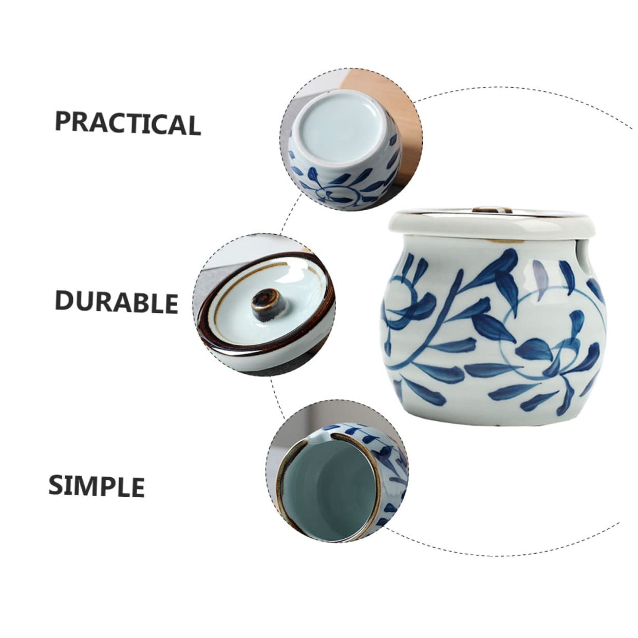 Lot de 3 salières en céramique avec couvercles, récipients à poivre, sucriers, récipients en verre pour aliments, pots de rangement en verre, conteneurs à thé, en céramique, assaisonnement