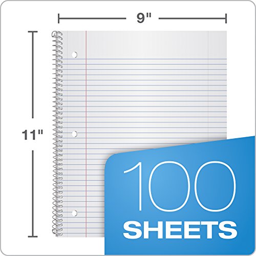 Oxford Spiral Notebooks, 1 Subject, College Ruled Paper, Durable Plastic Cover, 100 Sheets, Divider Pocket, 3 Per Pack (10390), Red, Black And Blue #TOP3