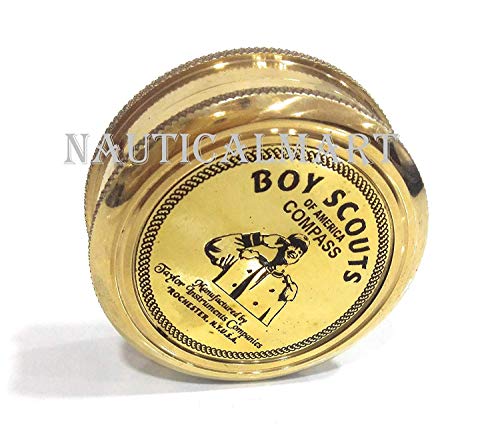 Brújula de latón con estuche de cuero NauticalMart miniatura 2
