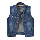 chaleco de jean mujer como hacer 【Características】Chaleco de mezclilla retro con 2 bolsillos en el pecho y 2 bolsillos laterales, chaqueta de mezclilla sin mangas de un solo pecho, chaqueta de chaleco azul de ajuste holgado con cierre de botón, solapa.