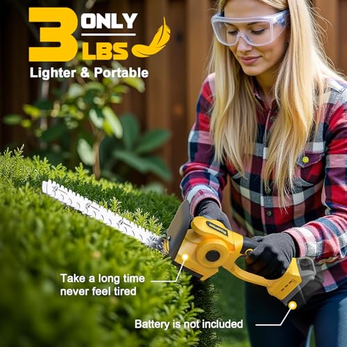 11-inch Cordless Hedge Trimmer Compatible with DeWalt 20V Battery, 3-in-1 Handheld Electric Grass Shear & Shrub Trimmer with 3 Replacement Blades, Lightweight Bush Trimmer for Yard & Lawn