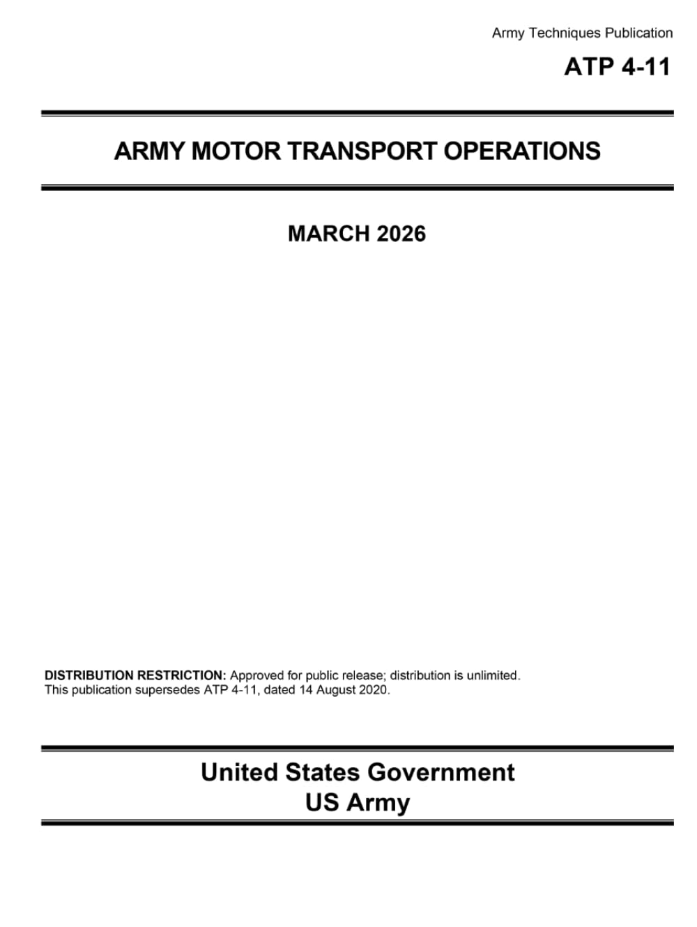 Army Techniques Publication ATP 4-11 Army Motor Transport Operations March 2026