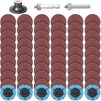 PMIQSA 63 Stück Schleifscheiben Set, 2 Zoll (50mm) Scheiben Schnellwechsel Körnung 80, With 1/4\ Holder für Winkelschleifer Metall Holz Stahl Schleifen Polieren