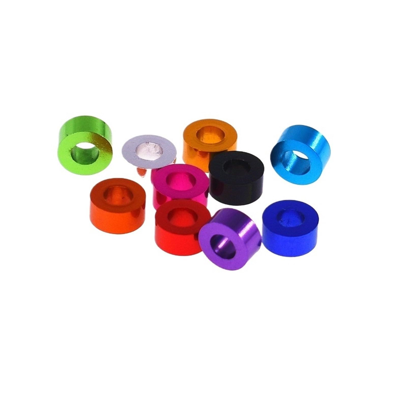 50 Stück Aluminium-Unterlegscheiben M3 x 6 0,5/1/1,5/2/2,5/3 mm bunt eloxierte flache Unterlegscheiben Dichtung Durchgangsloch-Auflistung(Green,H 1.5xOD 6xHole 3mm)