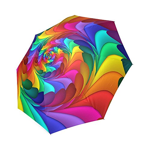 Artsadd Custom Rain Anti UV Foldable Psychedelic Rainbow Spiral Umbrella