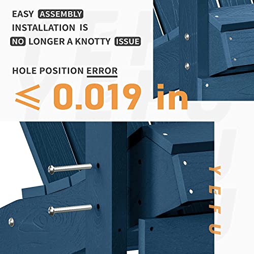 Yefu Plastic Adirondack Chairs Weather Resistant, Patio Chairs 5 Steps Easy Installation, Like Real Wood, Widely Used In Outdoor, Fire Pit, Deck, Lawn, Outside, Garden Chairs (Navy Blue) #TOP3