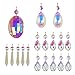 H&D HYALINE & DORA 18pcs Colorful Lamp Prisms Parts with Octagon Bead Chandelier Glass Crystals Hanging Drops Pendants